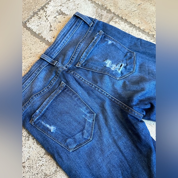 Flying Monkey Womens Blue Distressed Raw Hem Denim Skinny Jeans Capri Pants 26 - Picture 8 of 8